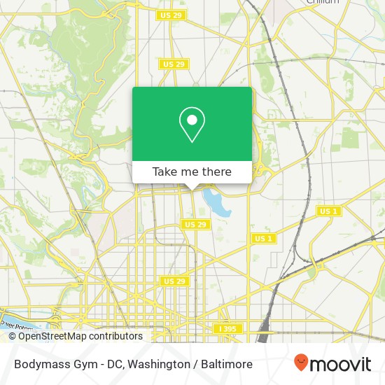 Mapa de Bodymass Gym - DC, 2833 Georgia Ave NW