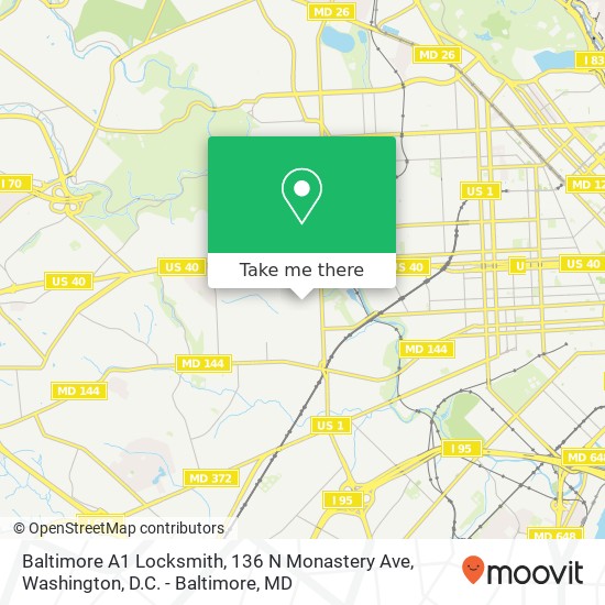 Mapa de Baltimore A1 Locksmith, 136 N Monastery Ave