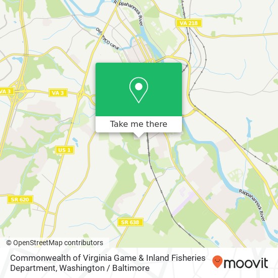 Mapa de Commonwealth of Virginia Game & Inland Fisheries Department