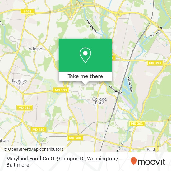 Maryland Food Co-OP, Campus Dr map