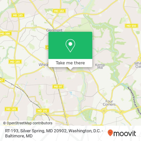 Mapa de RT-193, Silver Spring, MD 20902