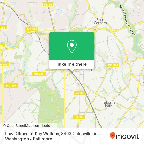 Mapa de Law Offices of Kay Watkins, 8403 Colesville Rd