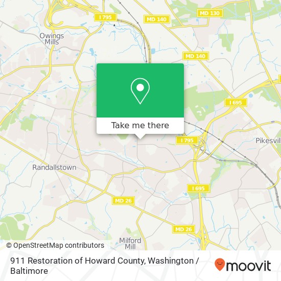 Mapa de 911 Restoration of Howard County, 8344 Streamwood Dr