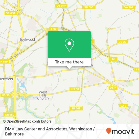 Mapa de DMV Law Center and Associates, 900 S Washington St