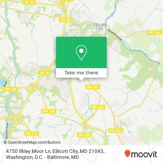 Mapa de 4750 Ilkley Moor Ln, Ellicott City, MD 21043