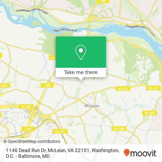 Mapa de 1146 Dead Run Dr, McLean, VA 22101