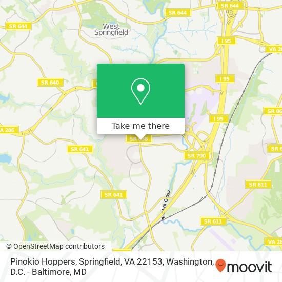 Mapa de Pinokio Hoppers, Springfield, VA 22153