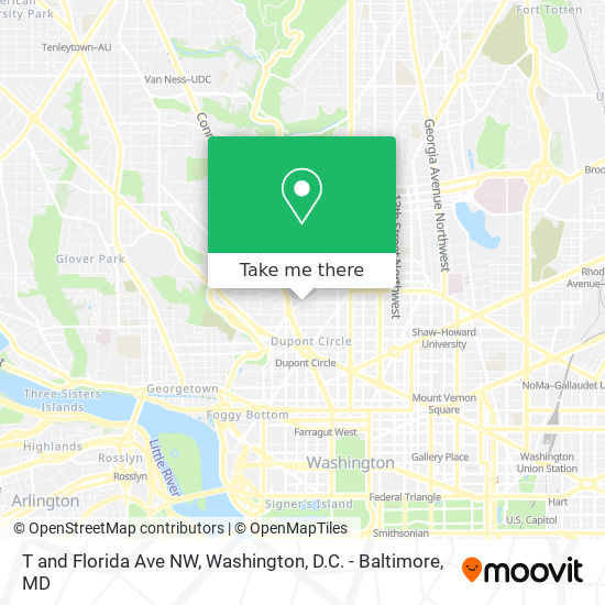 T and Florida Ave NW map