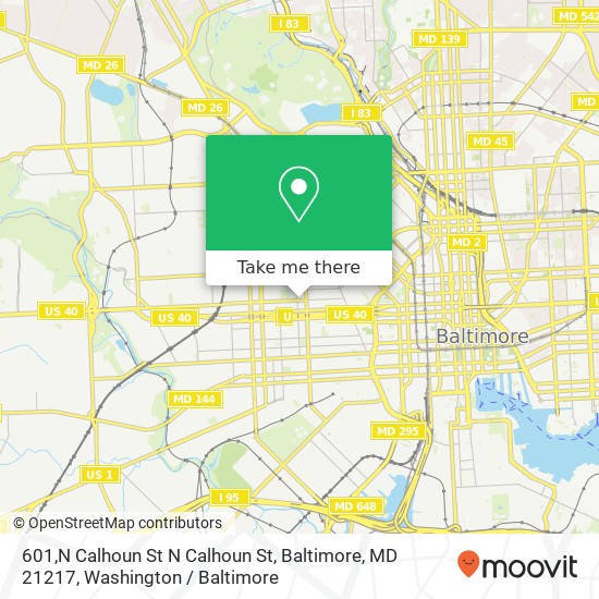 Mapa de 601,N Calhoun St N Calhoun St, Baltimore, MD 21217