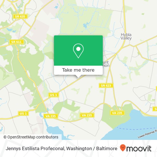 Mapa de Jennys Estilista Profeconal, 8496 Richmond Hwy