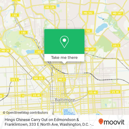 Hings Chinese Carry Out on Edmondson & Franklintown, 333 E North Ave map