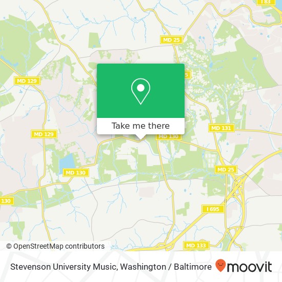 Mapa de Stevenson University Music, 1525 Greenspring Valley Rd