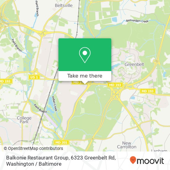 Balkonie Restaurant Group, 6323 Greenbelt Rd map