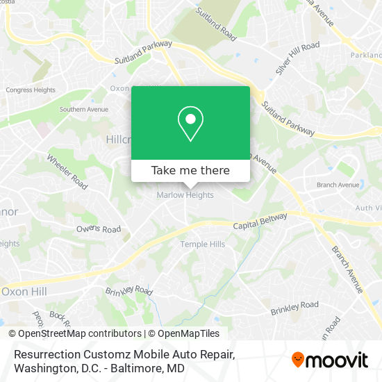 Resurrection Customz Mobile Auto Repair map