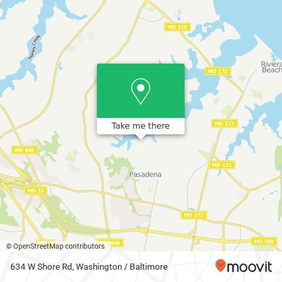 Mapa de 634 W Shore Rd, Pasadena, MD 21122