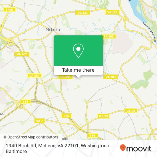 Mapa de 1940 Birch Rd, McLean, VA 22101