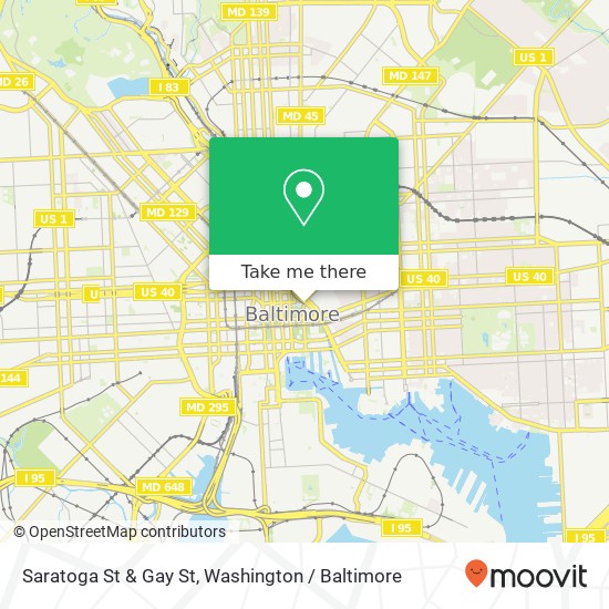 Mapa de Saratoga St & Gay St, Baltimore (EAST CASE), MD 21202