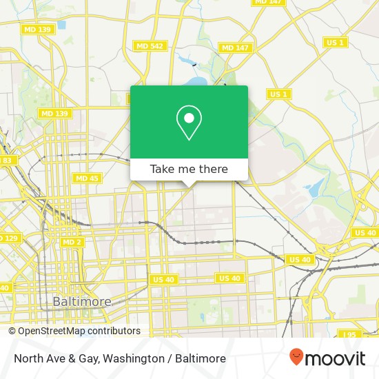 Mapa de North Ave & Gay, Baltimore, MD 21213