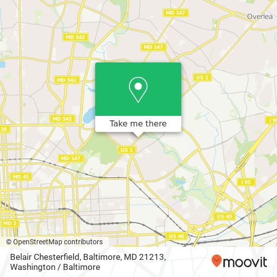 Mapa de Belair Chesterfield, Baltimore, MD 21213