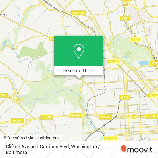 Mapa de Clifton Ave and Garrison Blvd, Baltimore, MD 21216