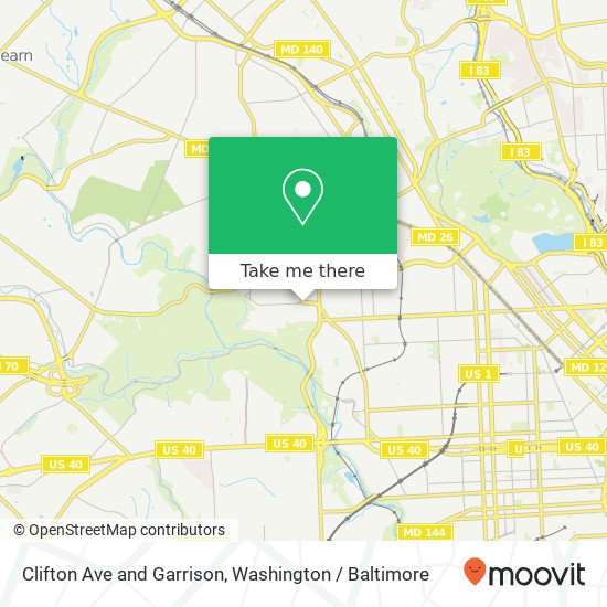 Mapa de Clifton Ave and Garrison, Baltimore, MD 21216