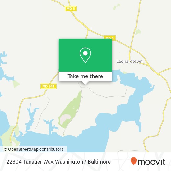 Mapa de 22304 Tanager Way, Leonardtown, MD 20650