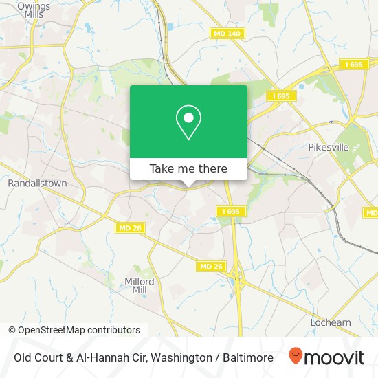 Mapa de Old Court & Al-Hannah Cir, Pikesville, MD 21208