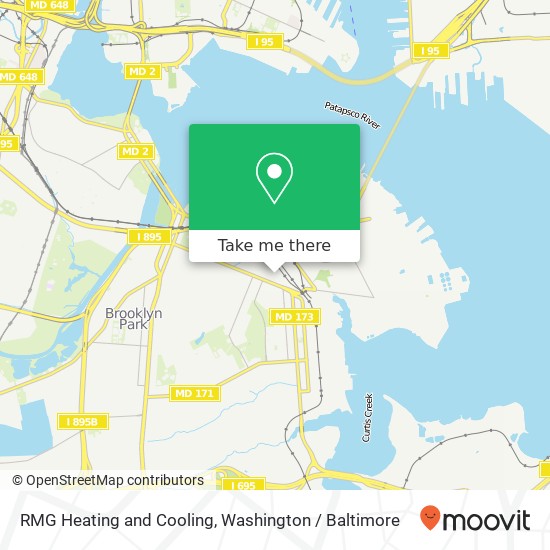 Mapa de RMG Heating and Cooling, 1200 E Patapsco Ave