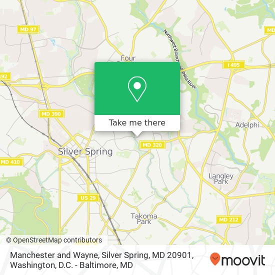 Mapa de Manchester and Wayne, Silver Spring, MD 20901