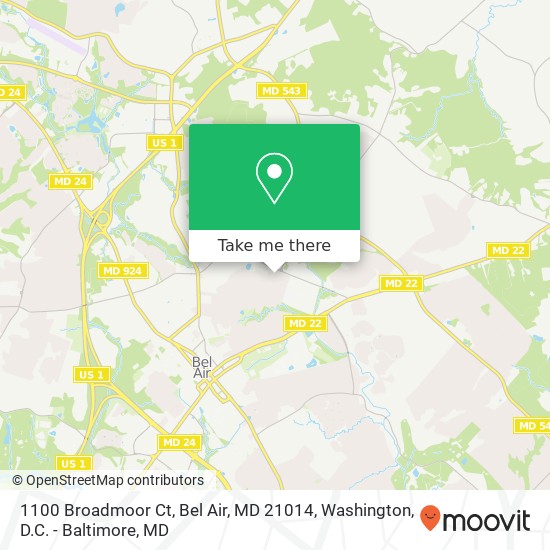 Mapa de 1100 Broadmoor Ct, Bel Air, MD 21014