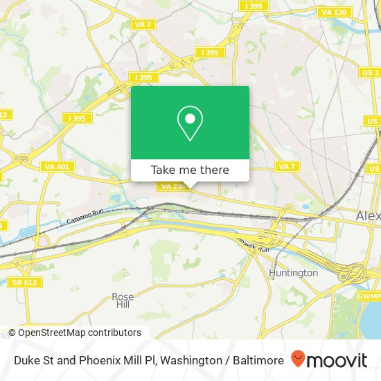 Duke St and Phoenix Mill Pl, Alexandria, VA 22304 map