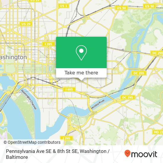 Mapa de Pennsylvania Ave SE & 8th St SE, Washington, DC 20003