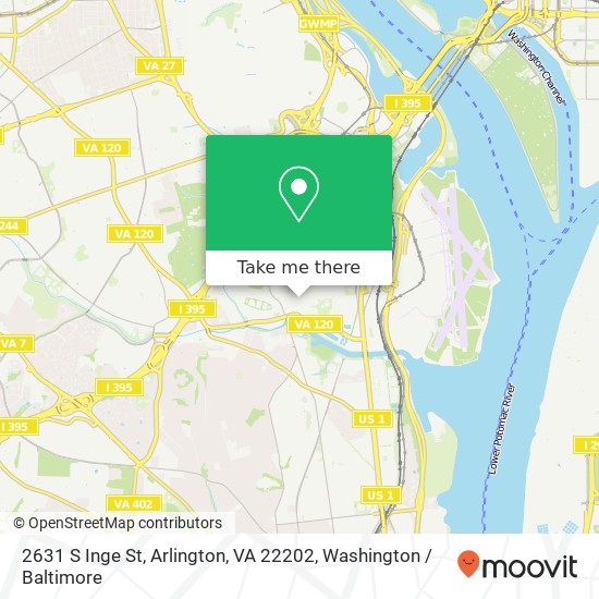 Mapa de 2631 S Inge St, Arlington, VA 22202