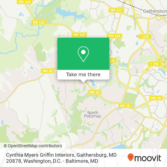 Mapa de Cynthia Myers Griffin Interiors, Gaithersburg, MD 20878