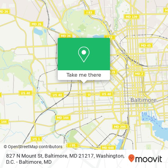 Mapa de 827 N Mount St, Baltimore, MD 21217