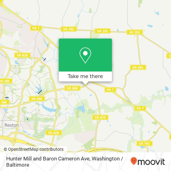 Mapa de Hunter Mill and Baron Cameron Ave, Reston, VA 20190