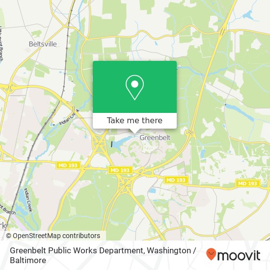 Mapa de Greenbelt Public Works Department, 555 Crescent Rd
