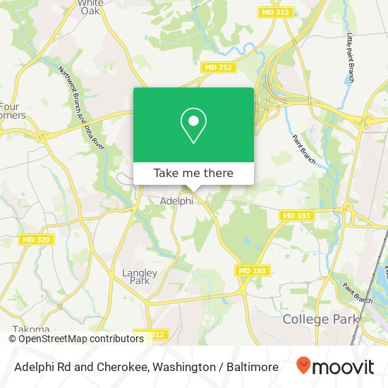 Adelphi Rd and Cherokee, Hyattsville, MD 20783 map