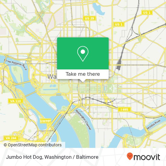 Jumbo Hot Dog, Constitution Ave NW map