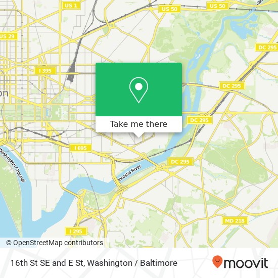Mapa de 16th St SE and E St, Washington, DC 20003