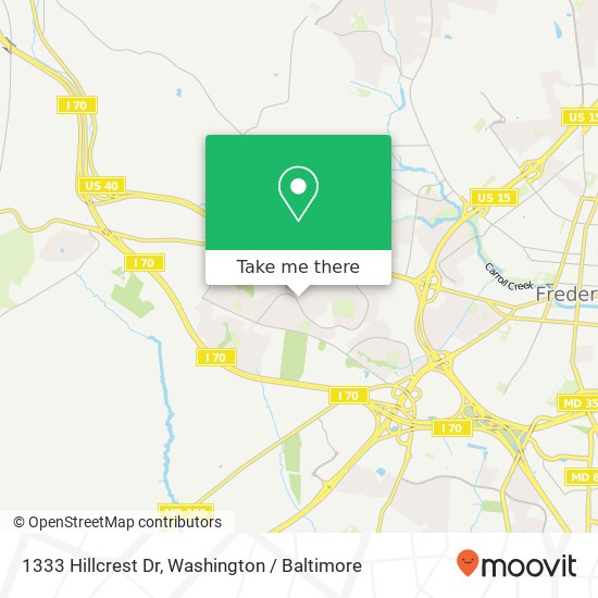 Mapa de 1333 Hillcrest Dr, Frederick, MD 21703