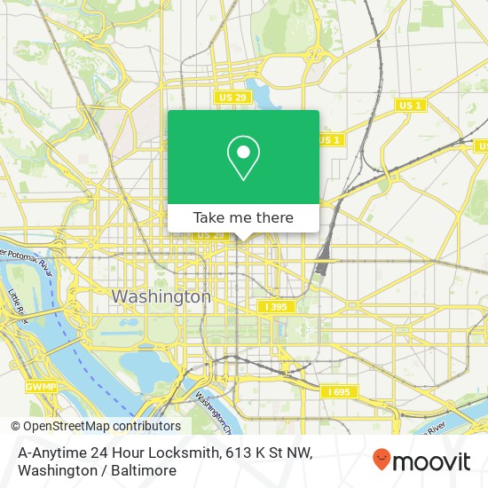 A-Anytime 24 Hour Locksmith, 613 K St NW map