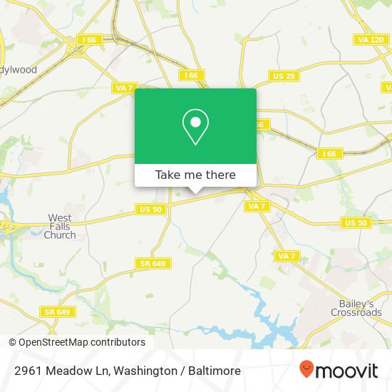 Mapa de 2961 Meadow Ln, Falls Church, VA 22042