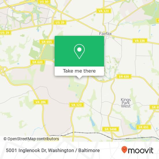Mapa de 5001 Inglenook Dr, Fairfax, VA 22030