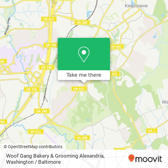 Mapa de Woof Gang Bakery & Grooming Alexandria, 6462 Landsdowne Ctr