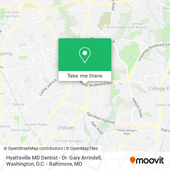 Hyattsville MD Dentist - Dr. Gary Arrindell map
