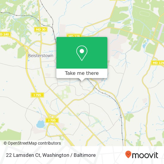 Mapa de 22 Lamsden Ct, Reisterstown, MD 21136