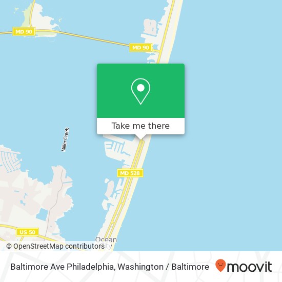 Mapa de Baltimore Ave Philadelphia, Ocean City, MD 21842