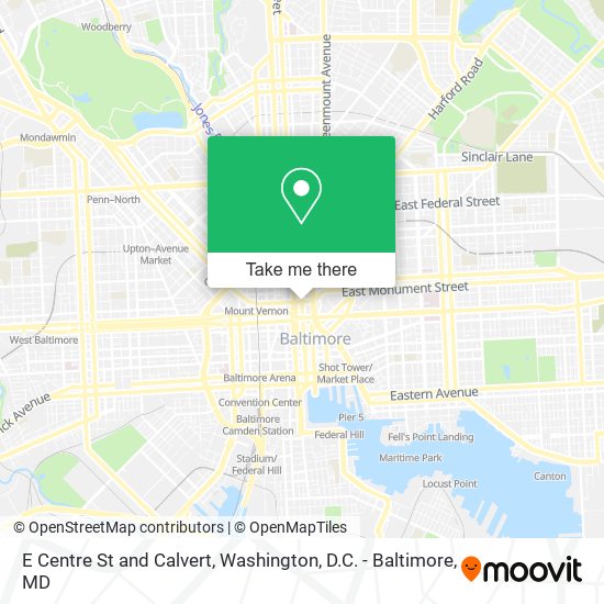 E Centre St and Calvert map