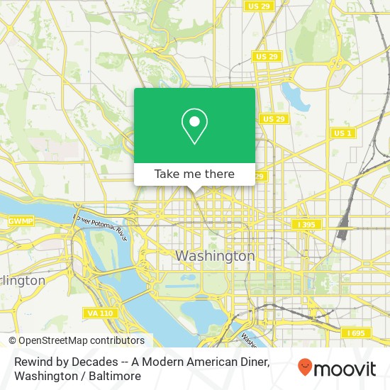 Rewind by Decades -- A Modern American Diner, 1219 Connecticut Ave NW map